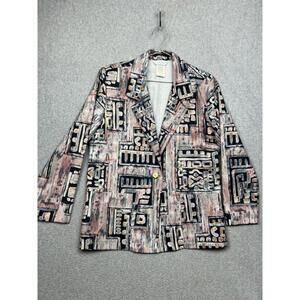 Vintage 90s Womens Watercolor Pastel Retro Artsy Funky Blazer M Jacket Oversized
